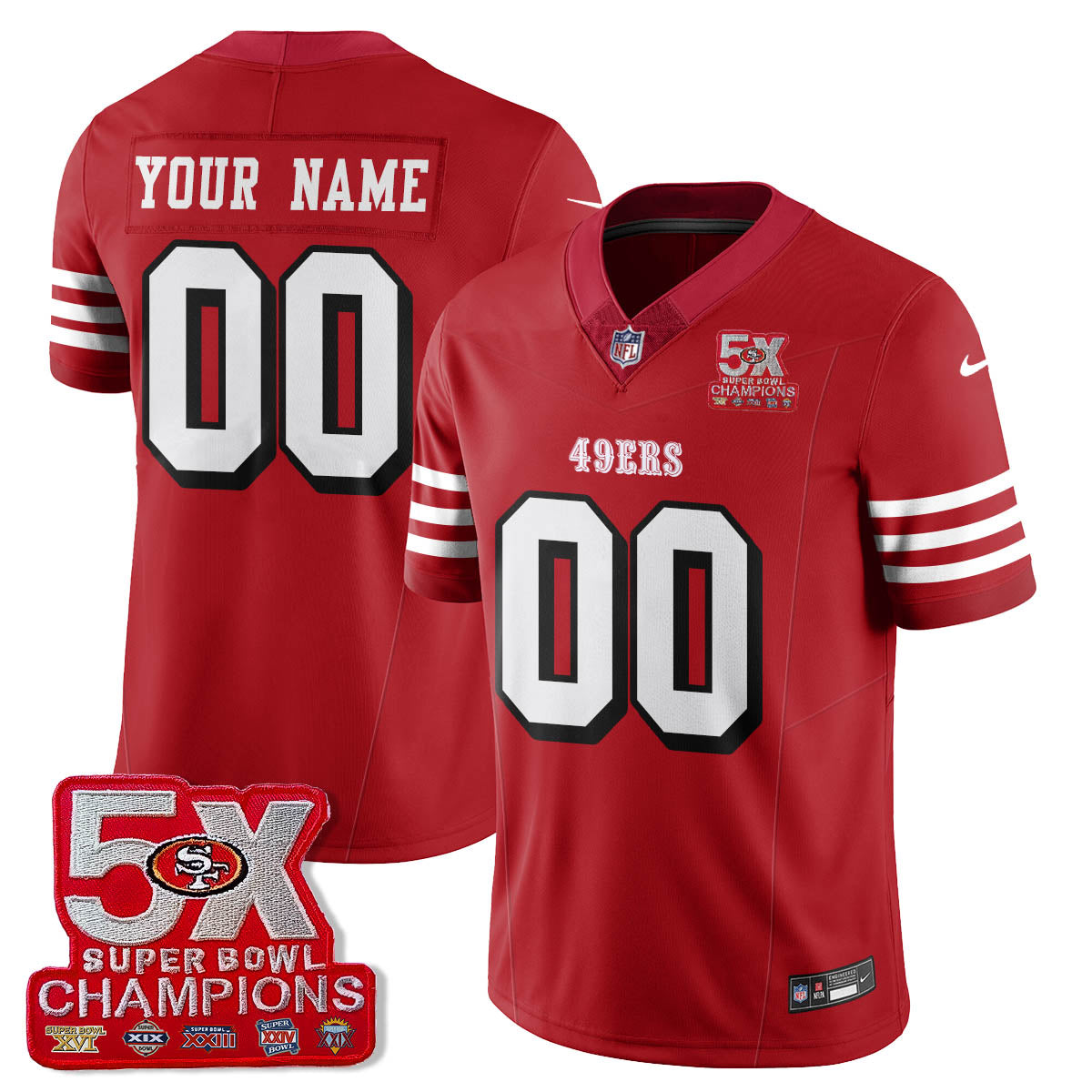 SF 5-Time Champions Patch Vapor Limited Jersey - All Stitched-DTD