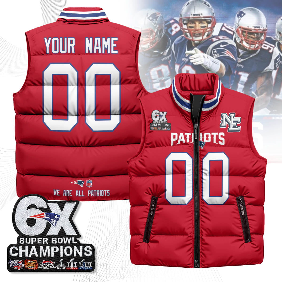 NE 6-Time Champions Unisex Puffer Vest-DTD