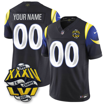 LAR 2-Time Champions Patch Vapor Limited Custom Jersey - All Stitched-DTD