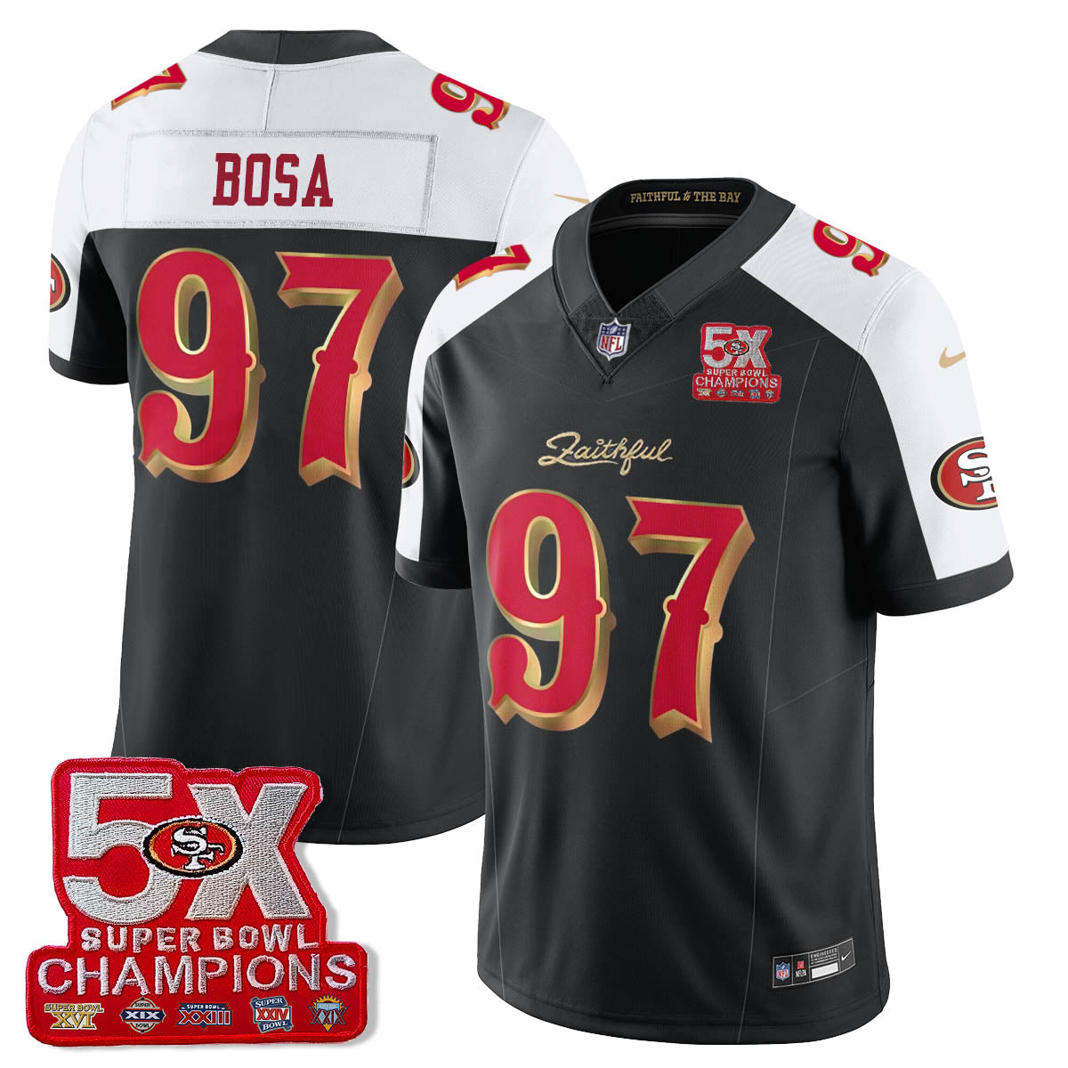 SF 5-Time Champions Patch Vapor Limited Jersey - All Stitched-DTD