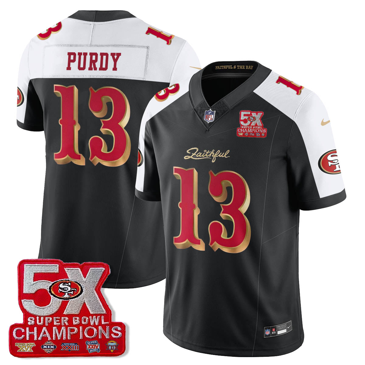 SF 5-Time Champions Patch Vapor Limited Jersey - All Stitched-DTD