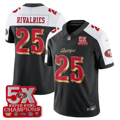 SF 5-Time Champions Patch Vapor Limited Jersey - All Stitched-DTD