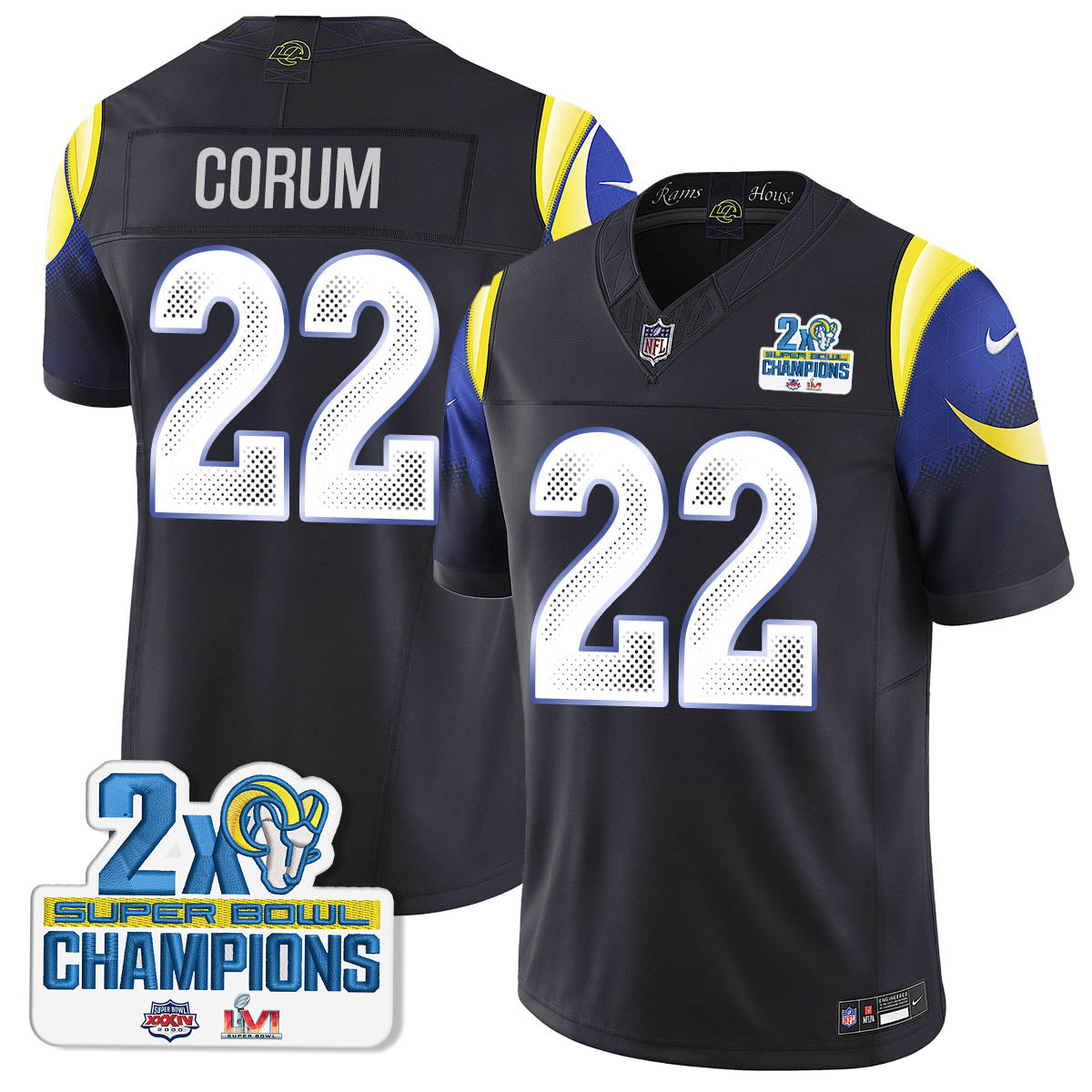 LAR 2-Time Champions Patch Vapor Limited Jersey - All Stitched 1-DTD