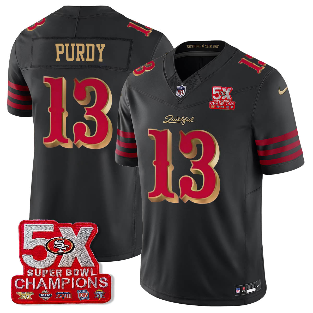 SF 5-Time Champions Patch Vapor Limited Jersey - All Stitched-DTD
