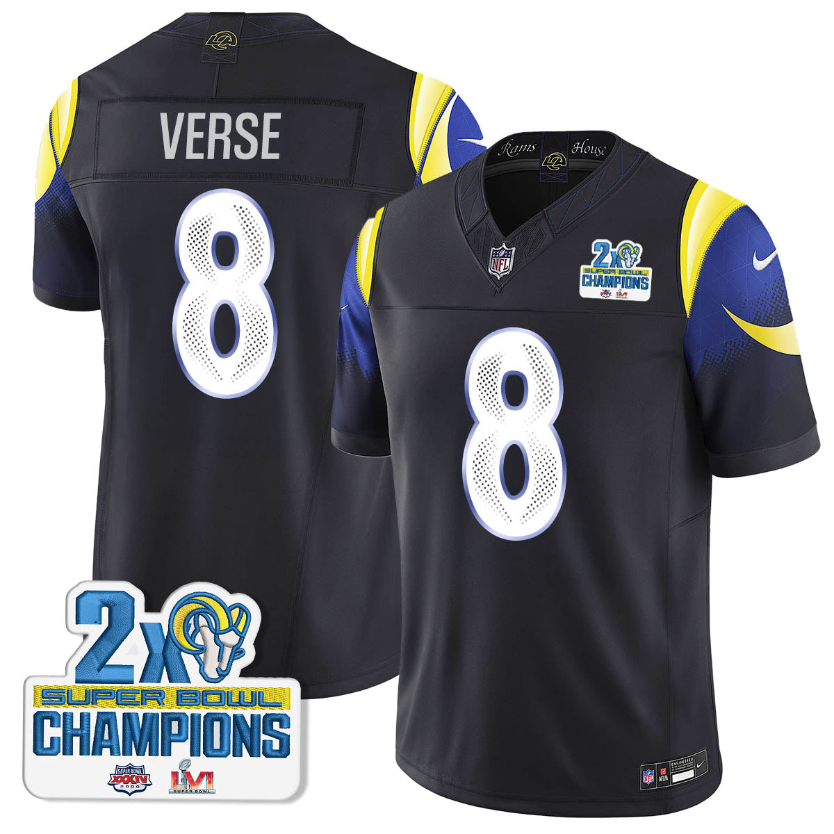 LAR 2-Time Champions Patch Vapor Limited Jersey - All Stitched 1-DTD