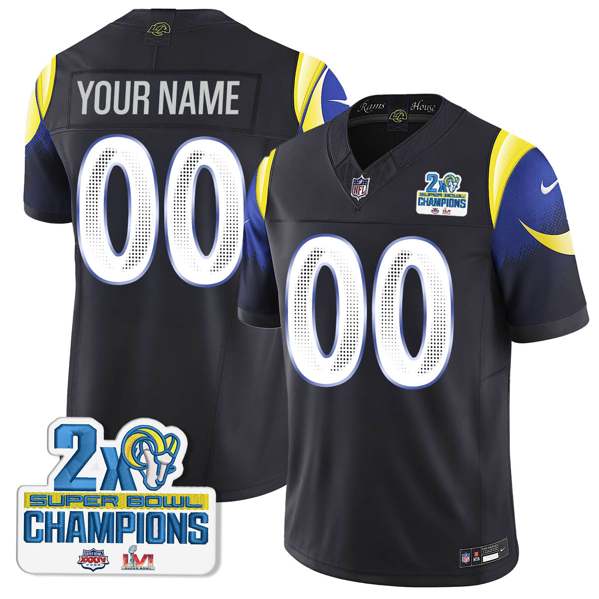 LAR 2-Time Champions Patch Vapor Limited Jersey - All Stitched 1-DTD
