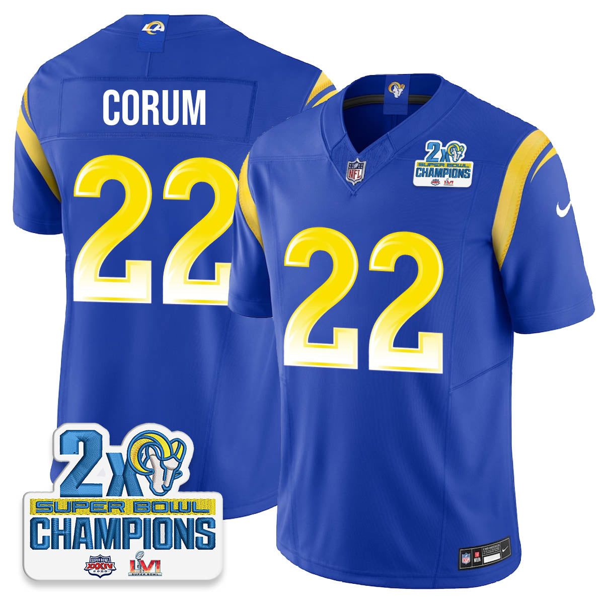 LAR 2-Time Champions Patch Vapor Limited Jersey - All Stitched 1-DTD