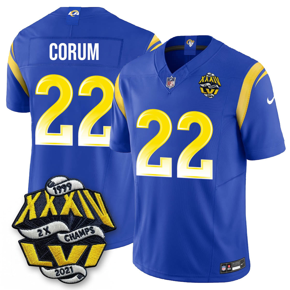LAR 2-Time Champions Patch Vapor Limited Jersey - All Stitched-DTD