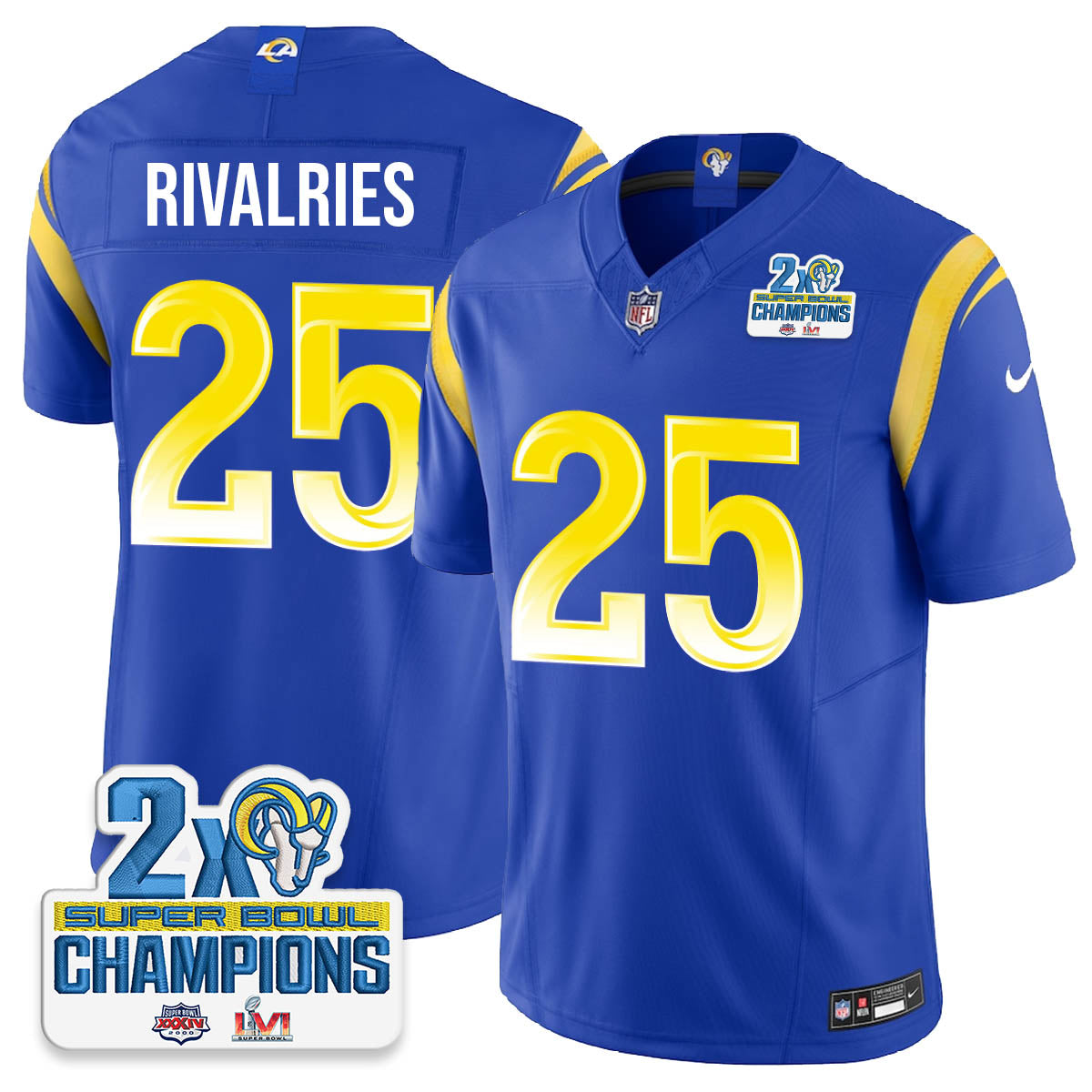 LAR 2-Time Champions Patch Vapor Limited Jersey - All Stitched 1-DTD