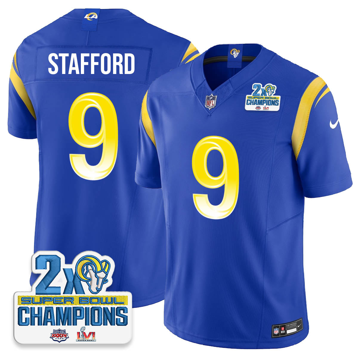 LAR 2-Time Champions Patch Vapor Limited Jersey - All Stitched 1-DTD