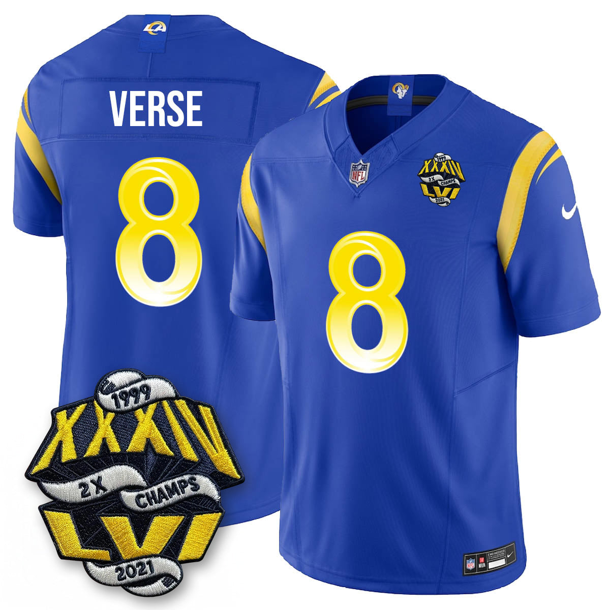 LAR 2-Time Champions Patch Vapor Limited Jersey - All Stitched-DTD