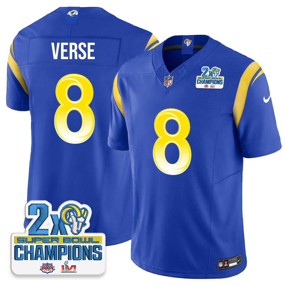 LAR 2-Time Champions Patch Vapor Limited Jersey - All Stitched 1-DTD