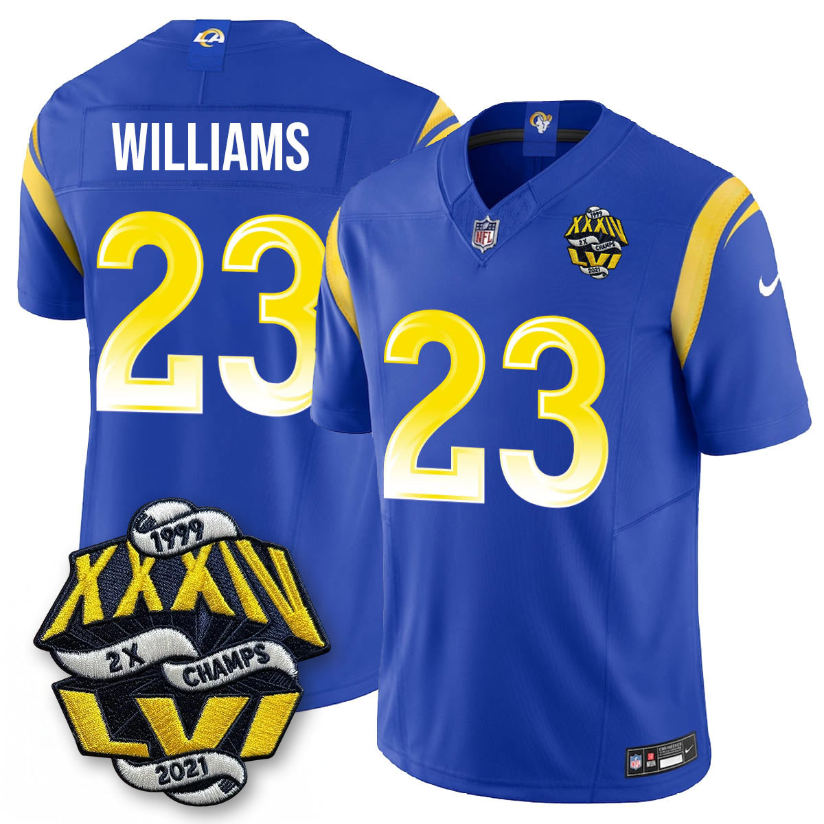 LAR 2-Time Champions Patch Vapor Limited Jersey - All Stitched-DTD