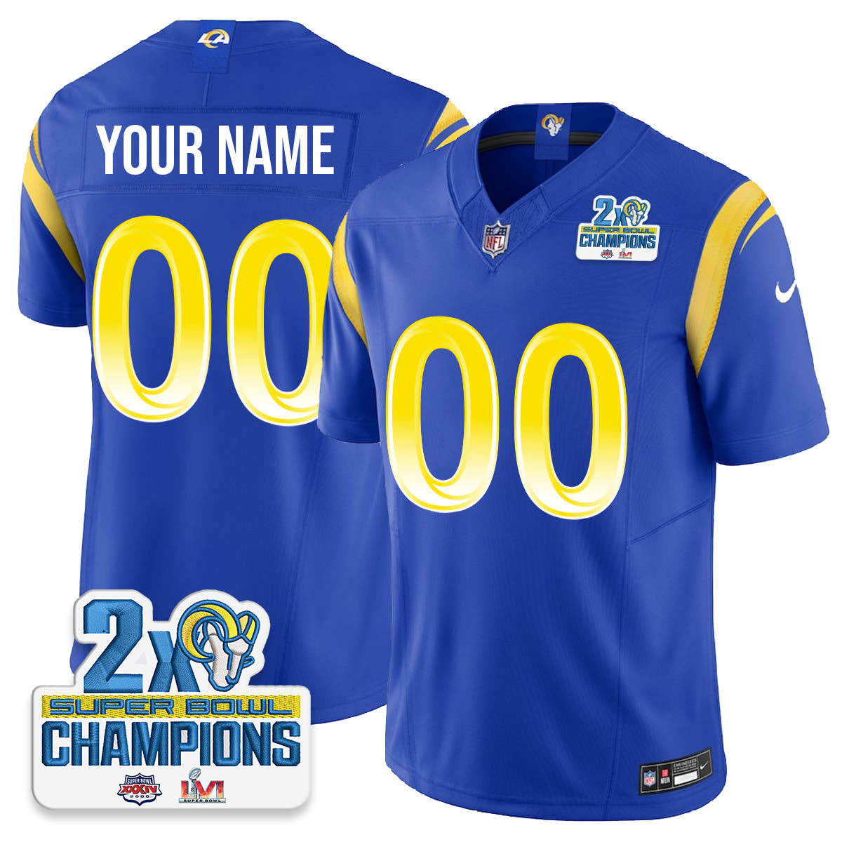 LAR 2-Time Champions Patch Vapor Limited Jersey - All Stitched 1-DTD