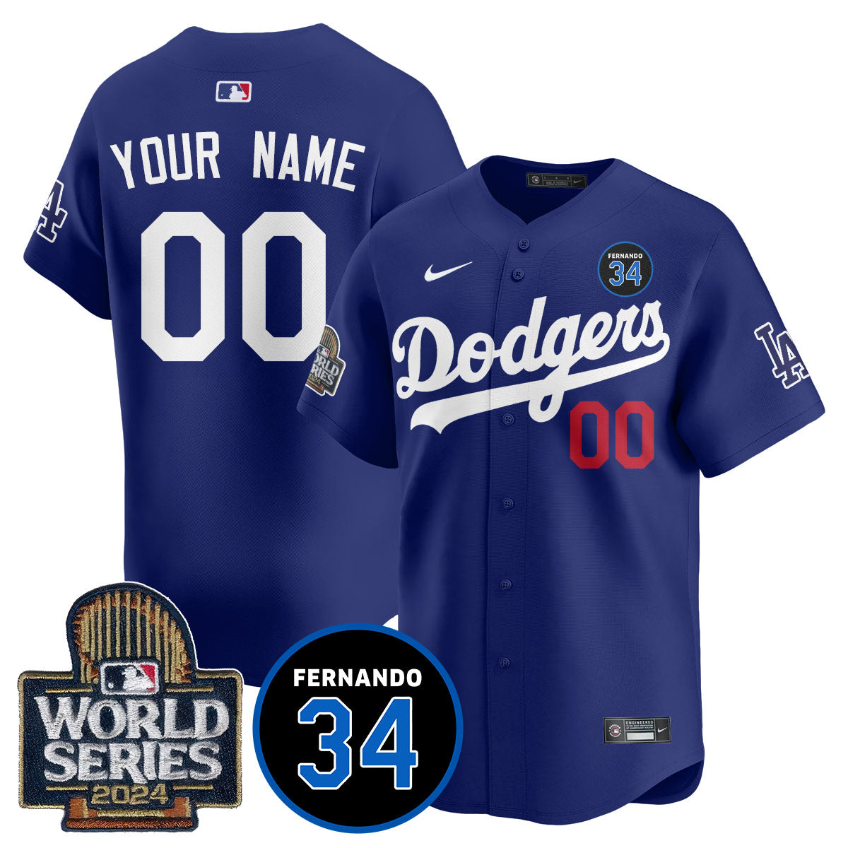 Dodgers Fernando Valenzuela Memorial Custom Jersey - All Stitched-DTD