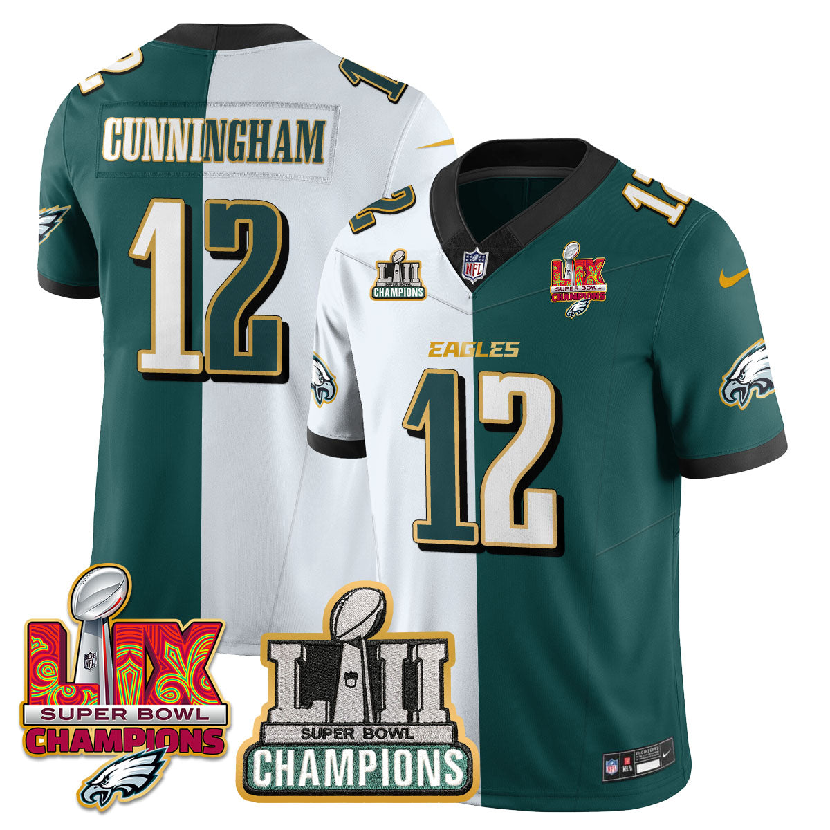 PHI LII-LIX Super Bowl Champions Vapor Limited Gold Jersey - All Stitched-DTD