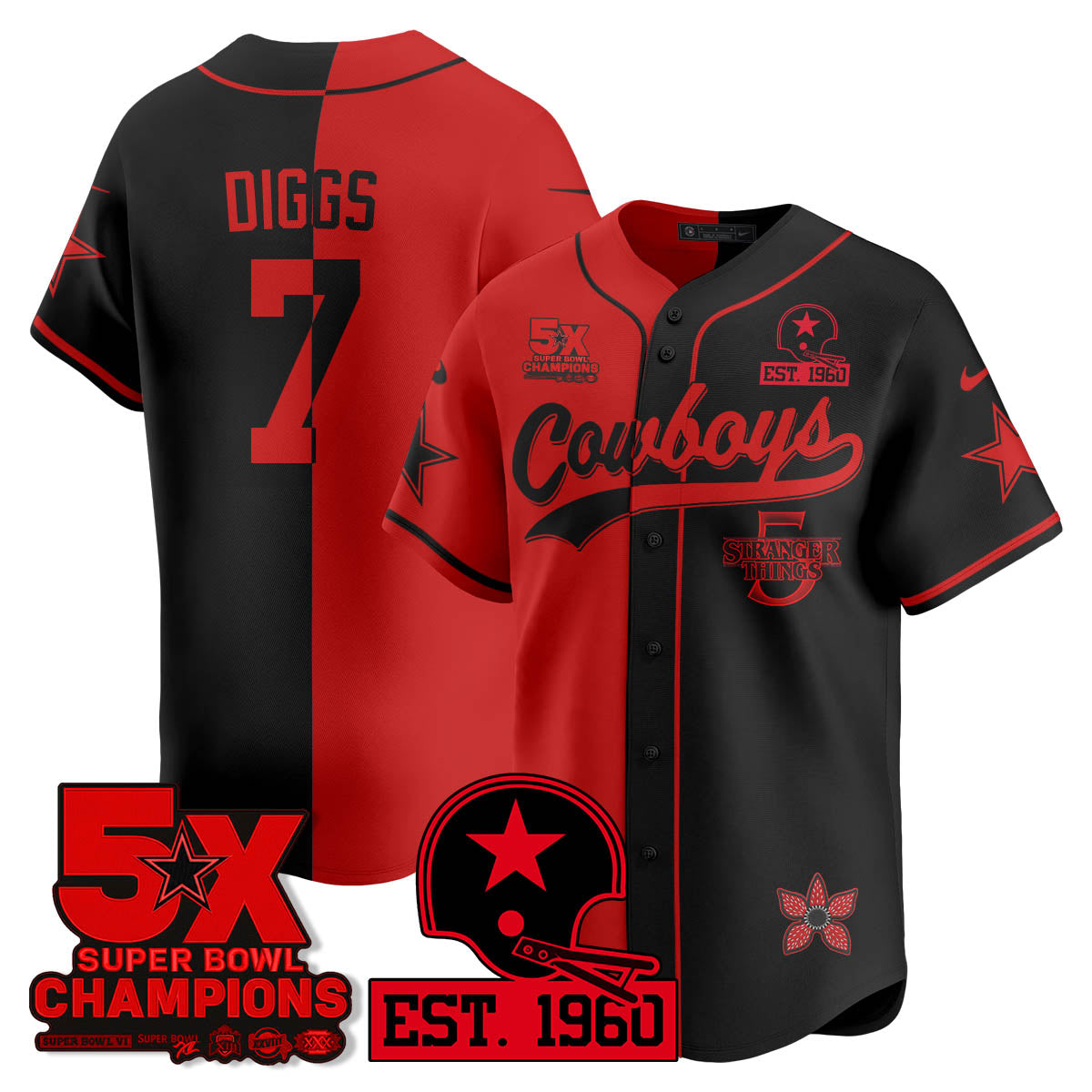 DAL Stranger Things Vapor Limited Baseball Jersey - All Stitched-DTD