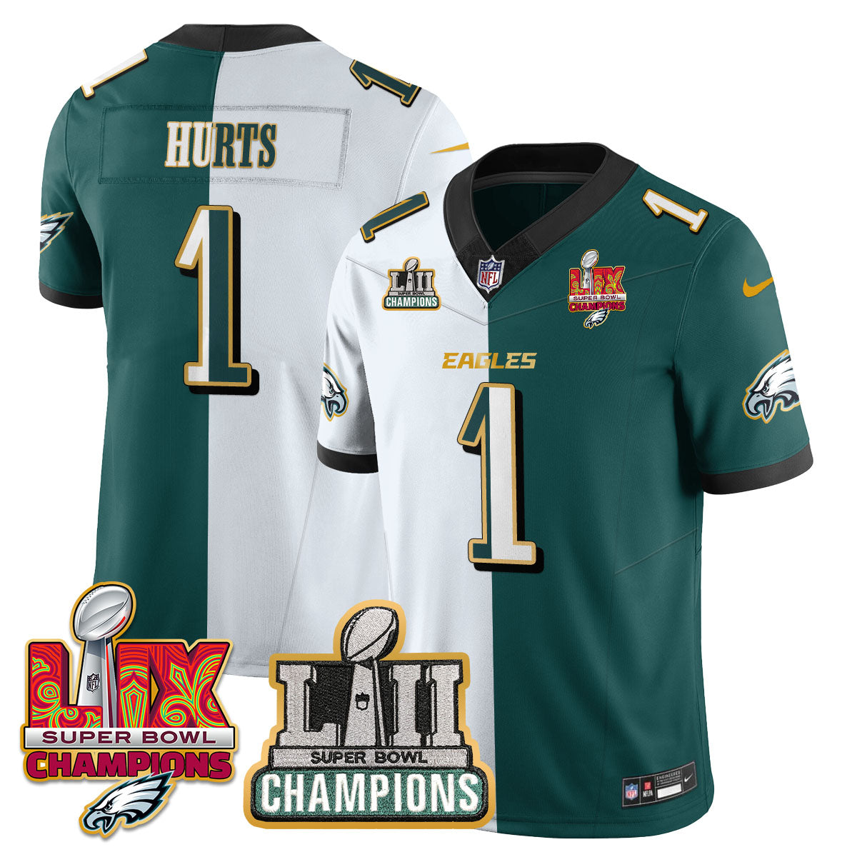 PHI LII-LIX Super Bowl Champions Vapor Limited Gold Jersey - All Stitched-DTD