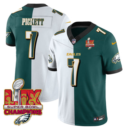 PHI Super Bowl LIX Champions Gold Trim Vapor Limited Jersey - All Stitched-DTD
