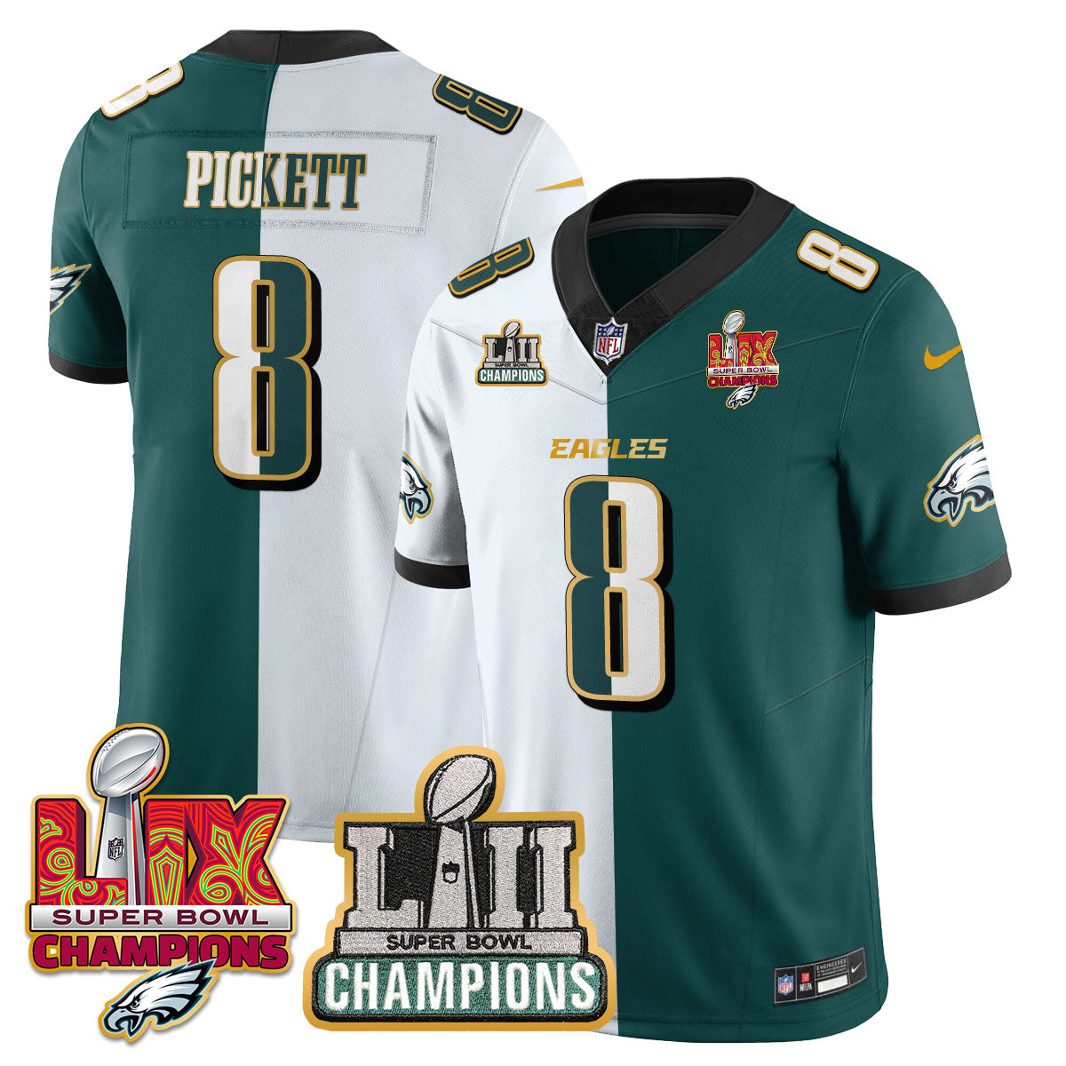 PHI LII-LIX Super Bowl Champions Vapor Limited Gold Jersey - All Stitched-DTD