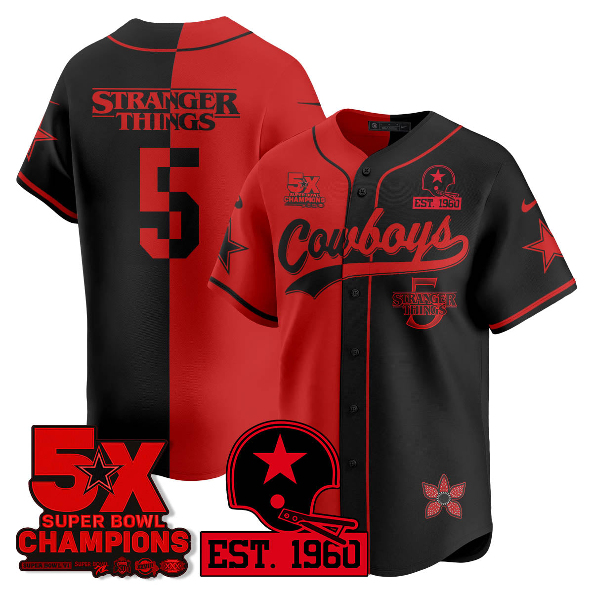 DAL Stranger Things Vapor Limited Baseball Jersey - All Stitched-DTD