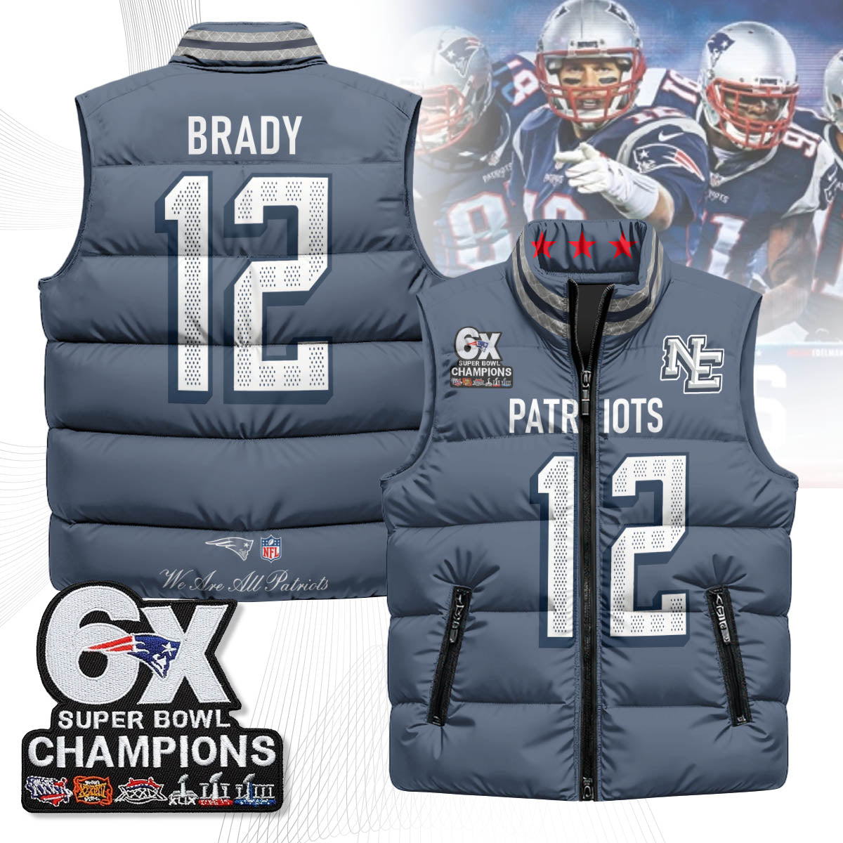 NE 6-Time Champions Unisex Puffer Vest-DTD