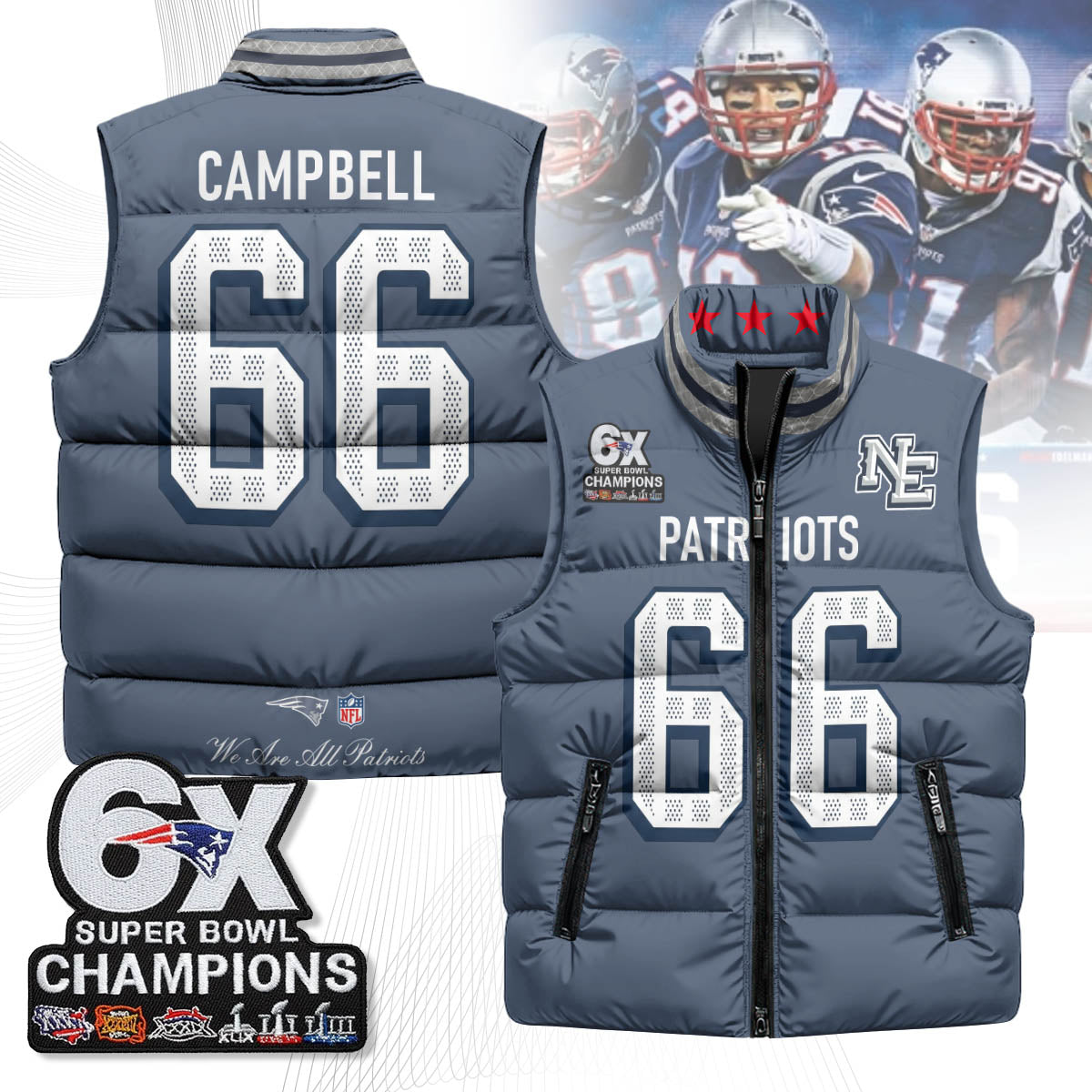 NE 6-Time Champions Unisex Puffer Vest-DTD