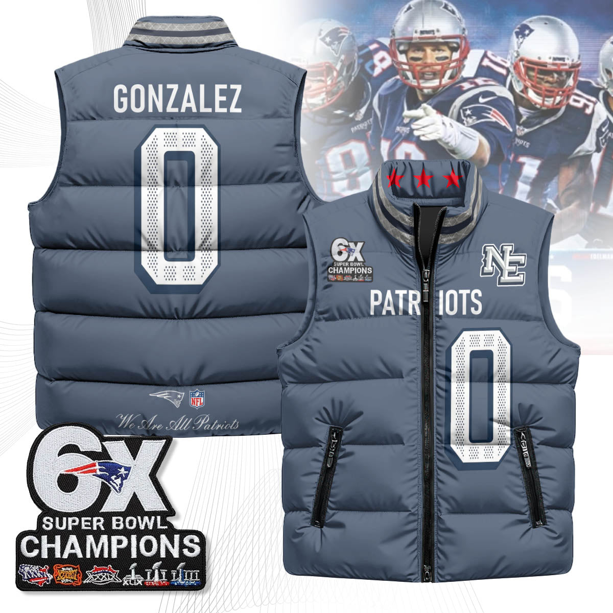 NE 6-Time Champions Unisex Puffer Vest-DTD