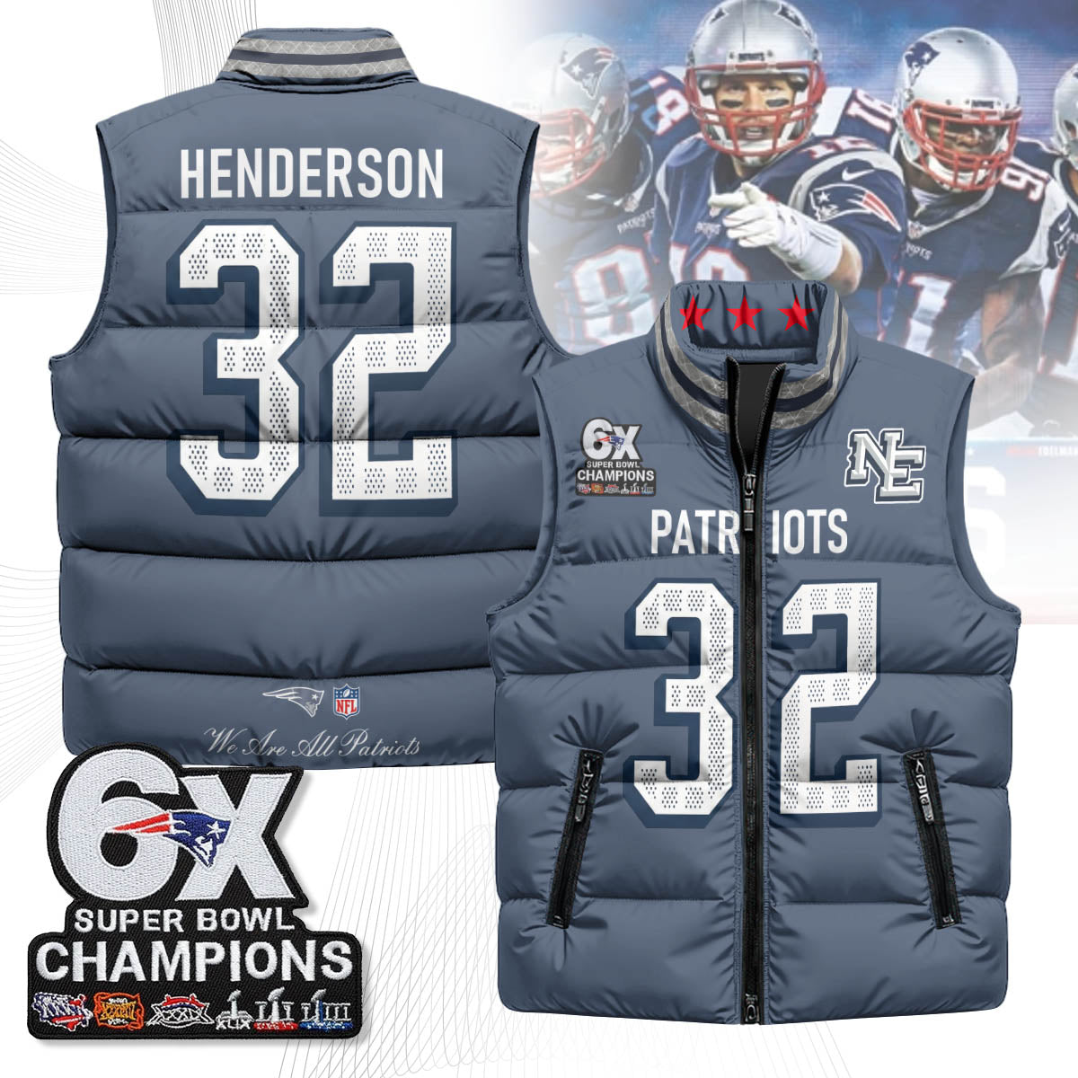NE 6-Time Champions Unisex Puffer Vest-DTD