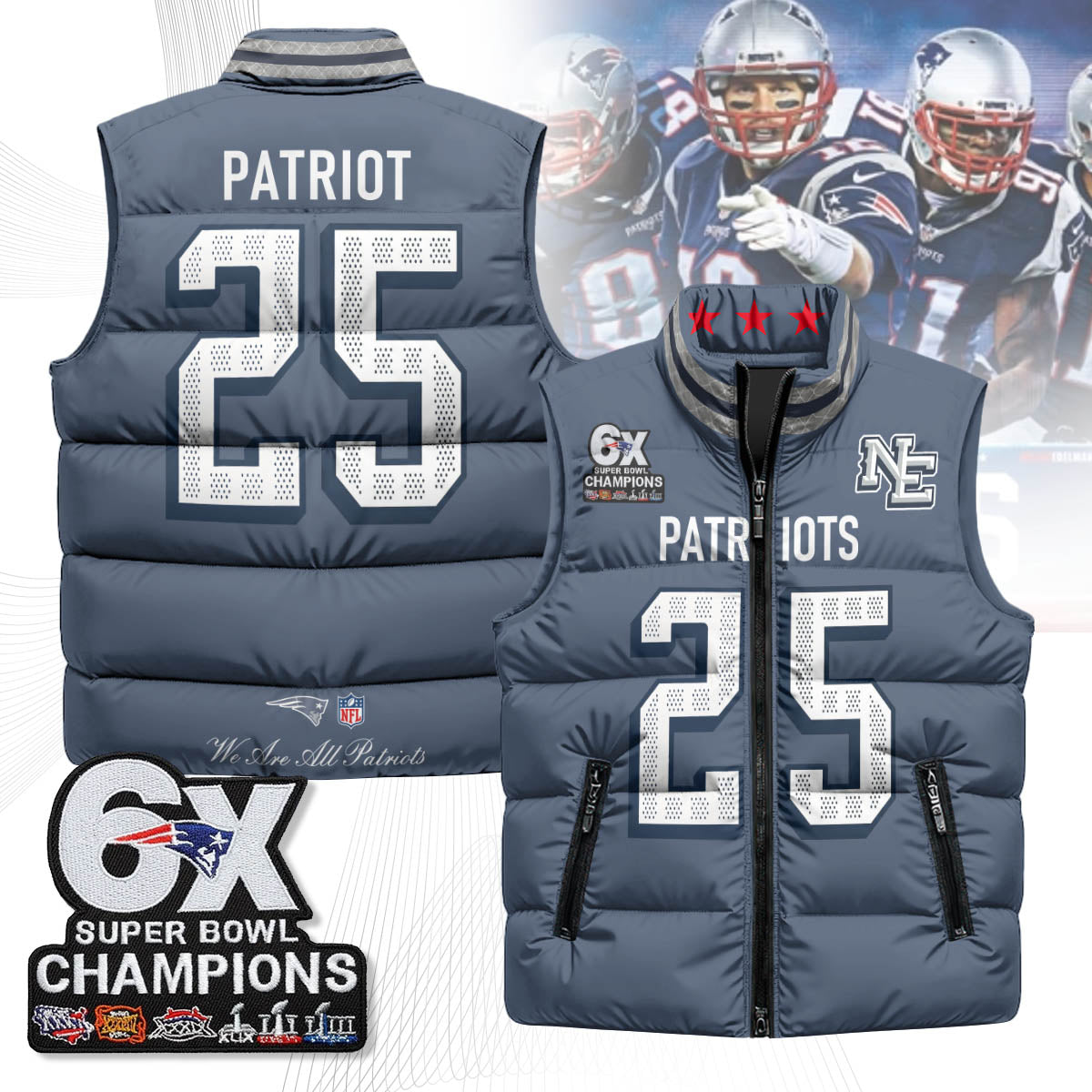 NE 6-Time Champions Unisex Puffer Vest-DTD