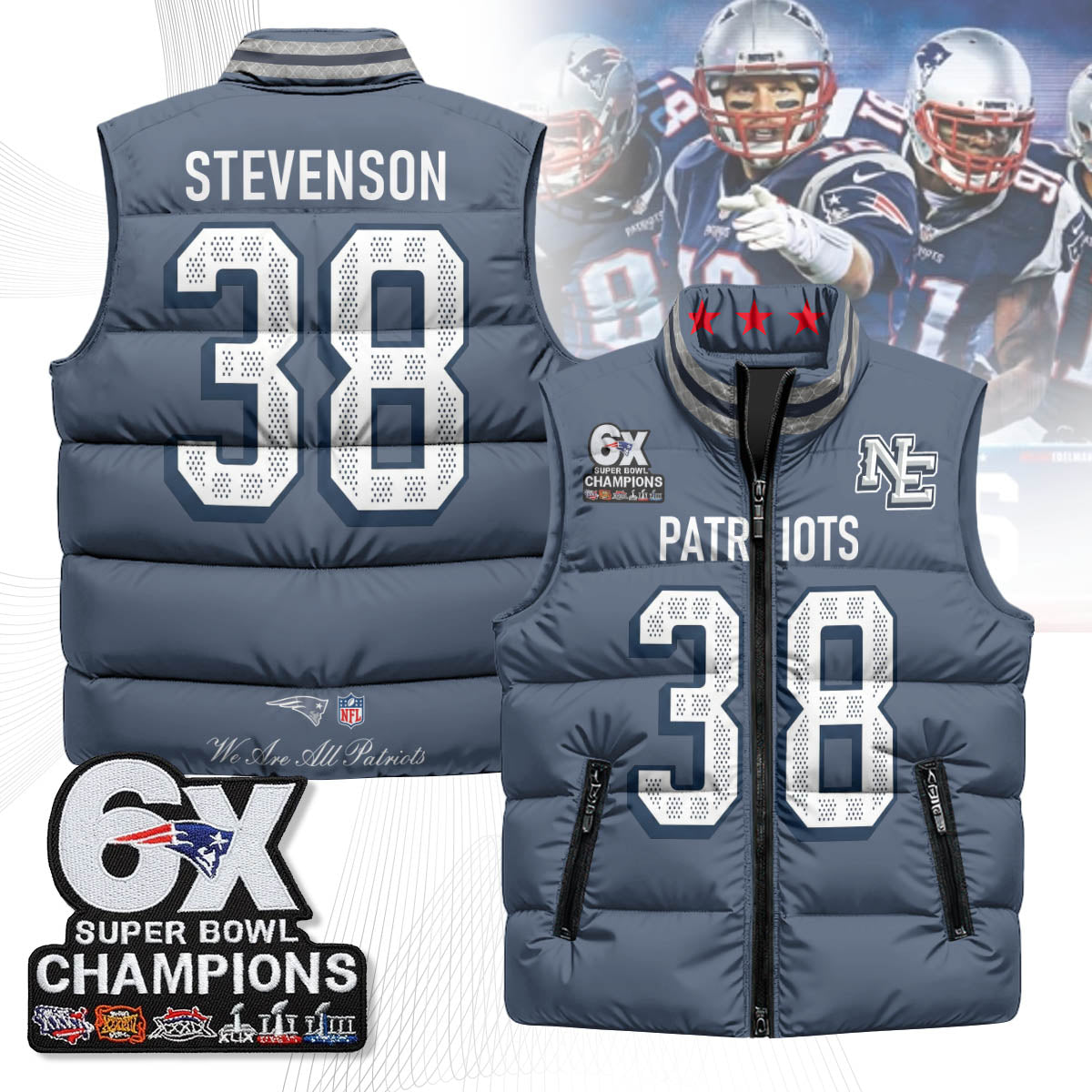 NE 6-Time Champions Unisex Puffer Vest-DTD