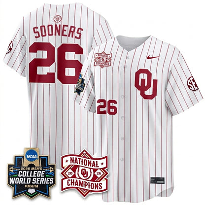 OU 2026 NCAA Baseball College World Series Champions Vapor Jersey - Stitched-DTD