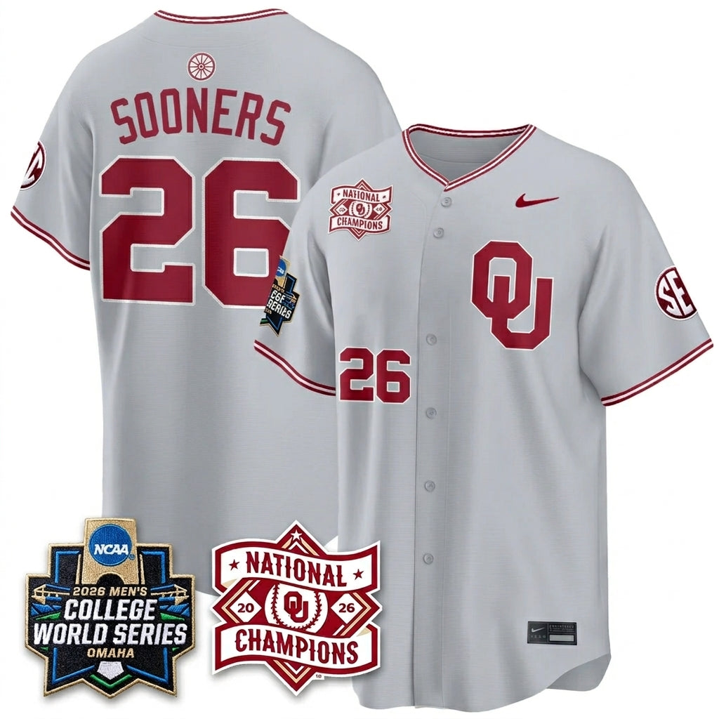OU 2026 NCAA Baseball College World Series Champions Vapor Jersey - Stitched-DTD