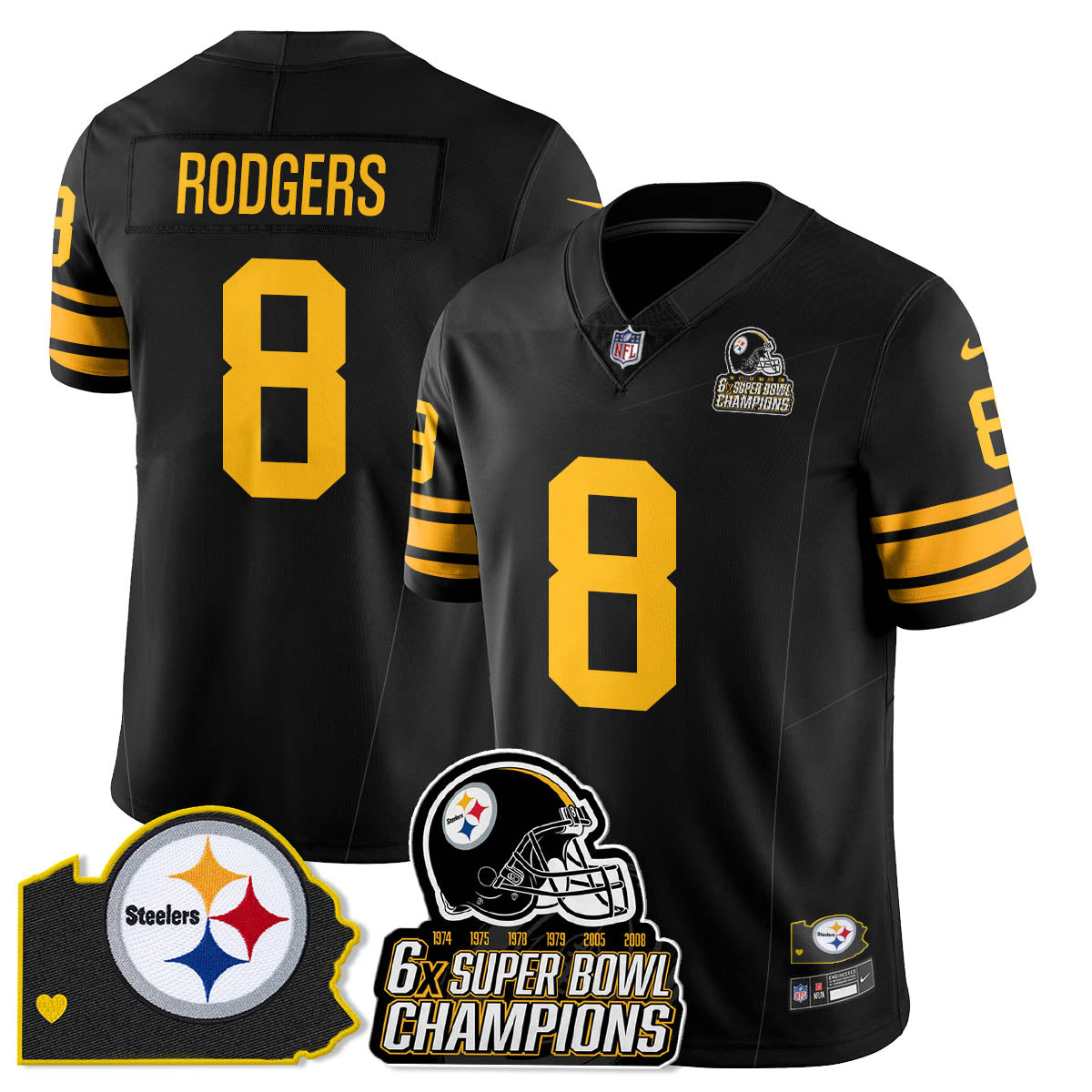 PIT 6-Time Champions Patch Vapor Limited Jersey - All Stitched-DTD