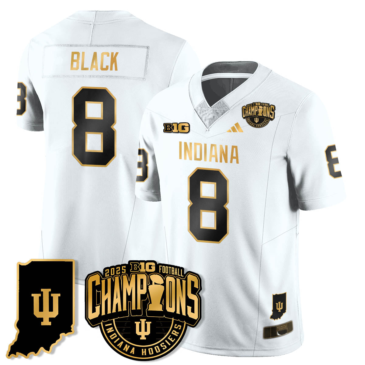 Indiana H Vapor Limited Football Gold Jersey - Big 10 Champions - All Stitched-DTD