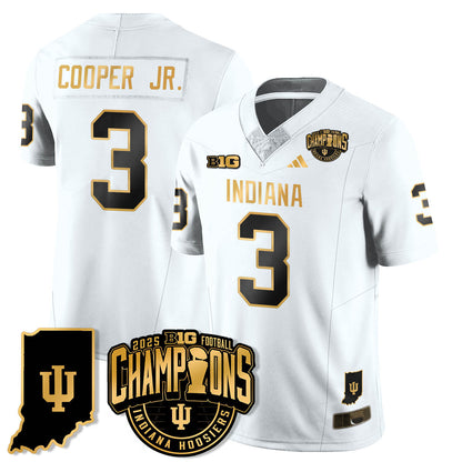 Indiana H Vapor Limited Football Gold Jersey - Big 10 Champions - All Stitched-DTD