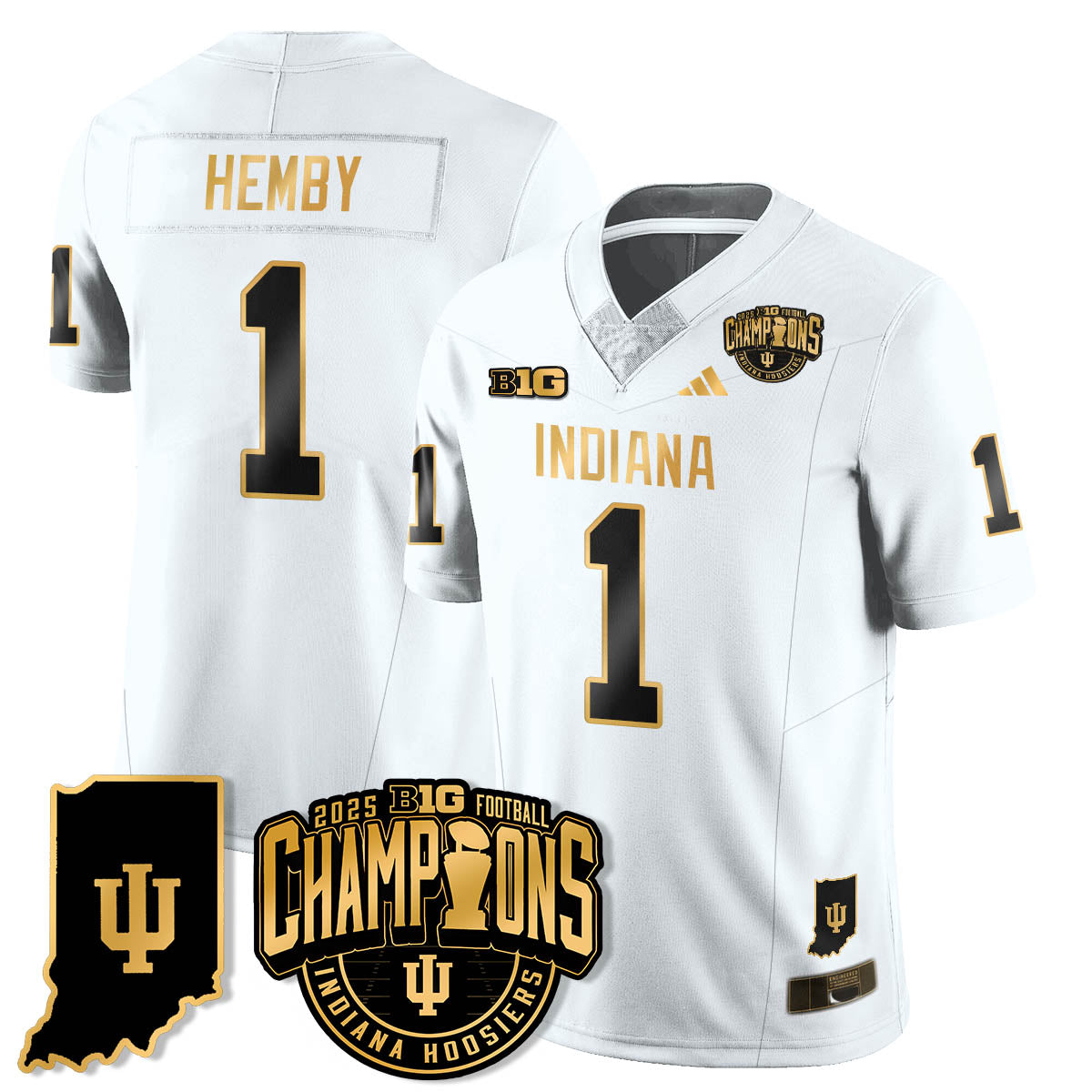 Indiana H Vapor Limited Football Gold Jersey - Big 10 Champions - All Stitched-DTD