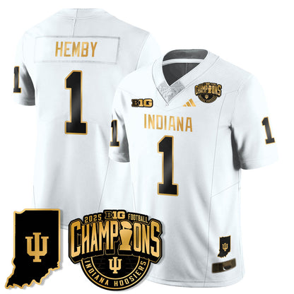 Indiana H Vapor Limited Football Gold Jersey - Big 10 Champions - All Stitched-DTD