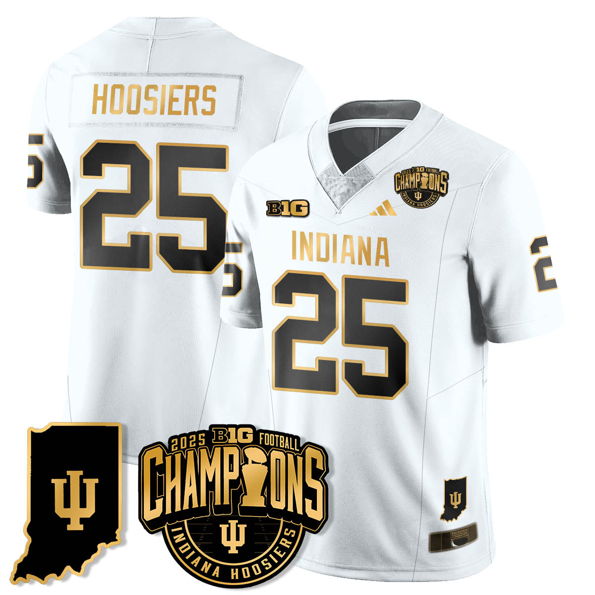 Indiana H Vapor Limited Football Gold Jersey - Big 10 Champions - All Stitched-DTD