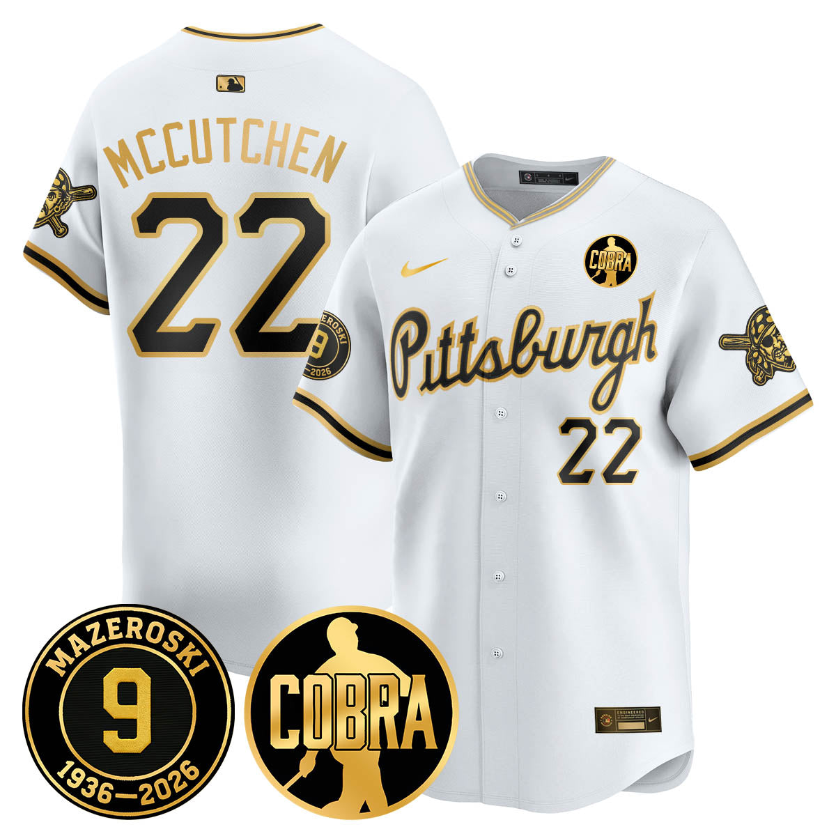 PIT Memories Vapor Limited Gold Jersey - Bill Mazeroski Patch - All Stitched-DTD