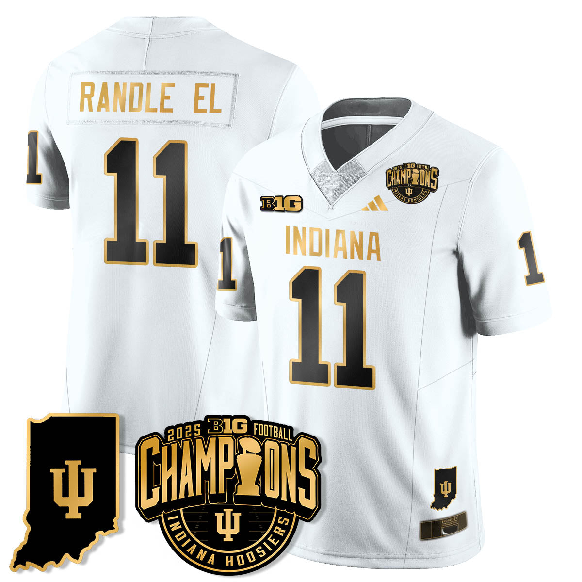 Indiana H Vapor Limited Football Gold Jersey - Big 10 Champions - All Stitched-DTD