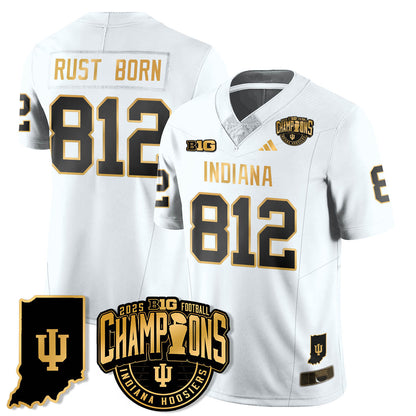 Indiana H Vapor Limited Football Gold Jersey - Big 10 Champions - All Stitched-DTD