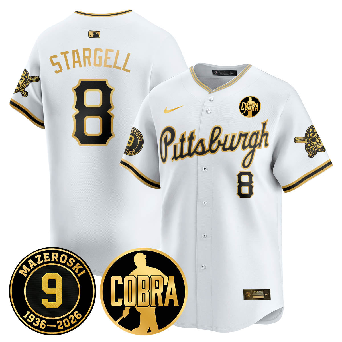 PIT Memories Vapor Limited Gold Jersey - Bill Mazeroski Patch - All Stitched-DTD