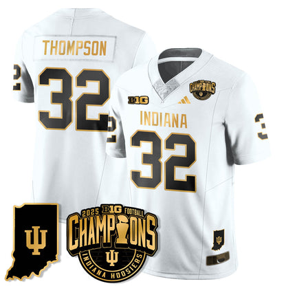 Indiana H Vapor Limited Football Gold Jersey - Big 10 Champions - All Stitched-DTD