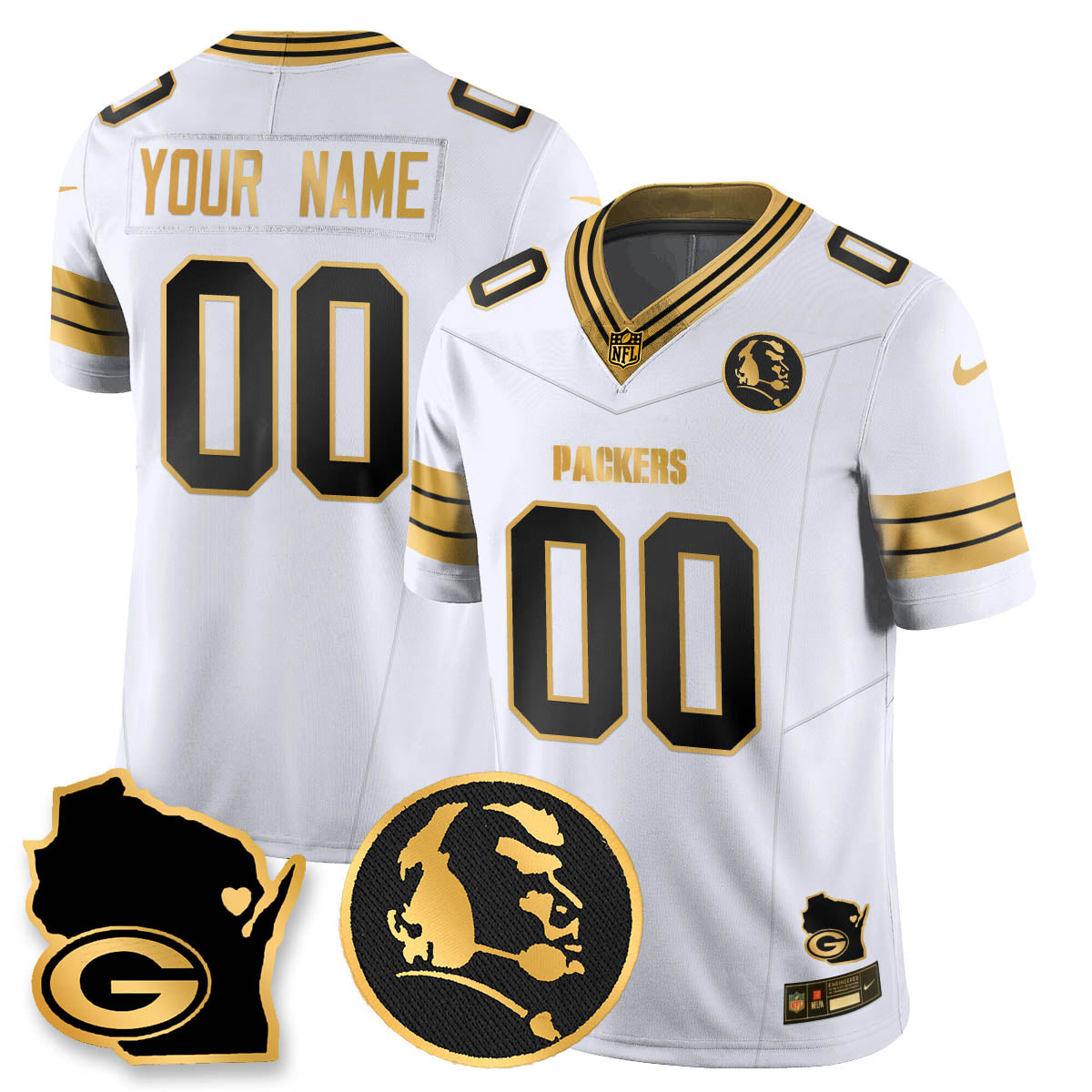 GB 4-Time Champions Vapor Limited Custom Jersey - John Madden Patch - All Stitched-DTD