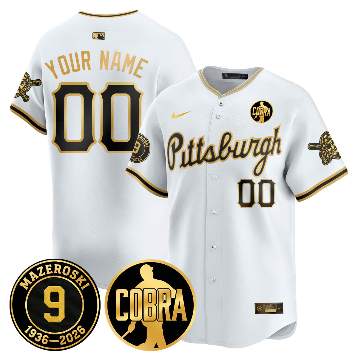 Custom PIT Memories Vapor Limited Gold Jersey - Bill Mazeroski Patch - All Stitched-DTD