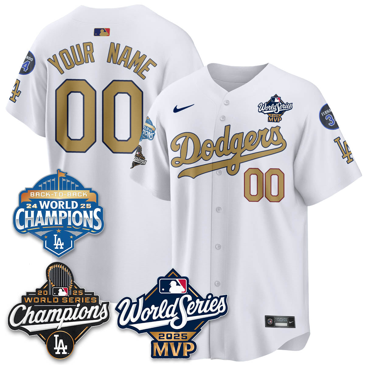 Yoshinobu Yamamoto LAD 2025 World Series MVP Custom Jersey - All Stitched-DTD