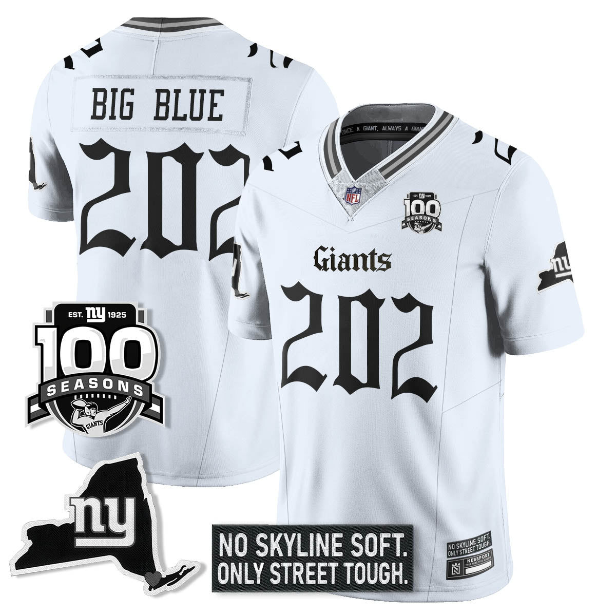 NYG 100th Seasons 'Gothic Gotham Edition' Vapor Limited Jersey - All Stitched-DTD