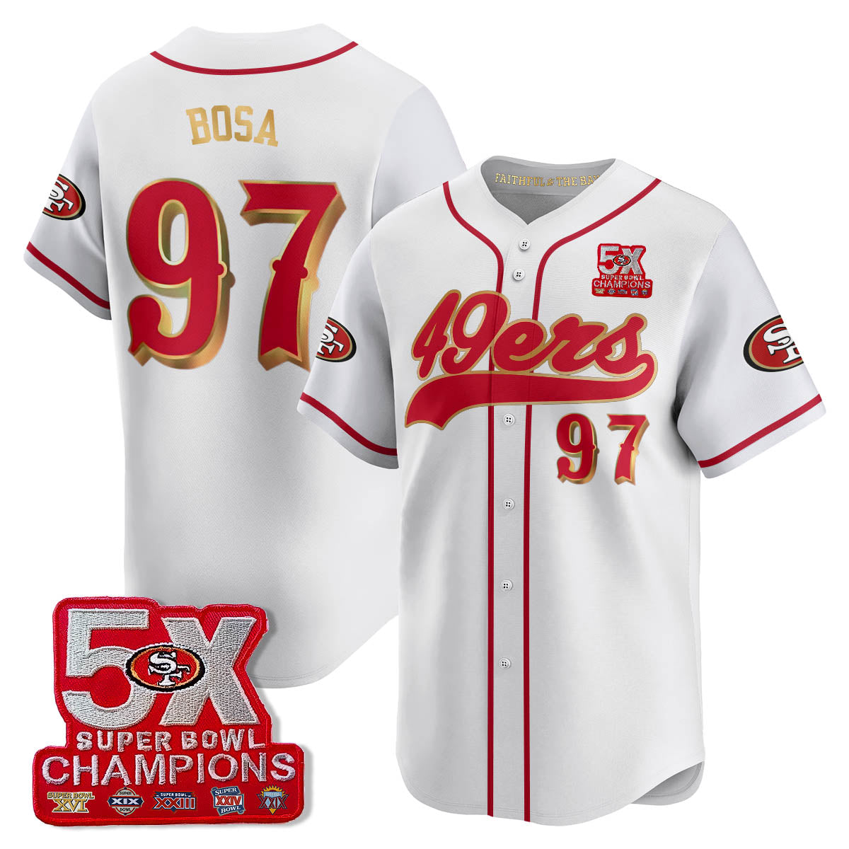 SF 5-Time Champions Patch Vapor Baseball Jersey - All Stitched-DTD