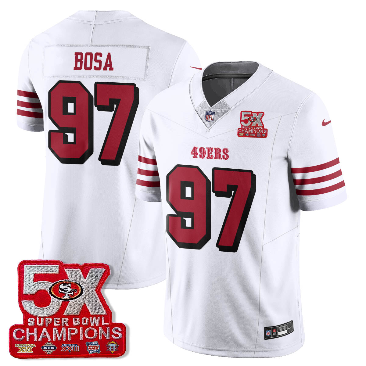 SF 5-Time Champions Patch Vapor Limited Jersey - All Stitched-DTD